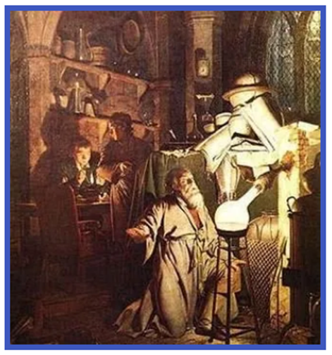 Der Alchemist beim Suchen nach dem Stein der Weisen (1771). 